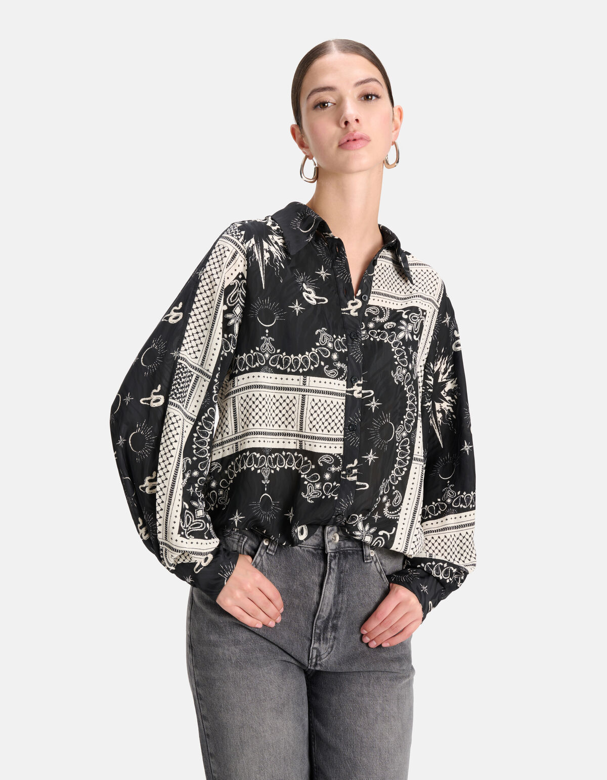 Grafische Print Blouse Zwart SHOEBY WOMEN