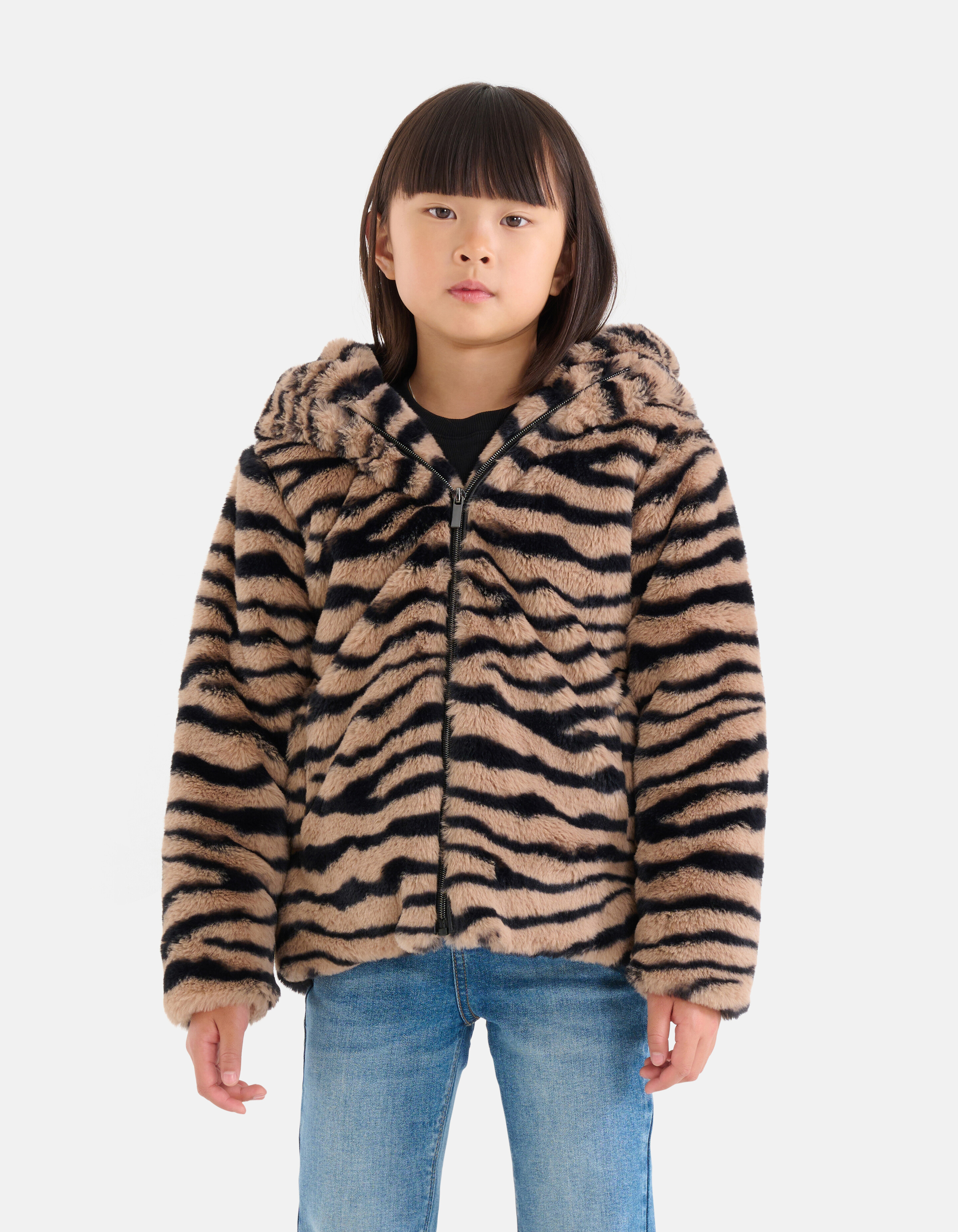 Printed Faux Fur Jas Bruin SHOEBY GIRLS