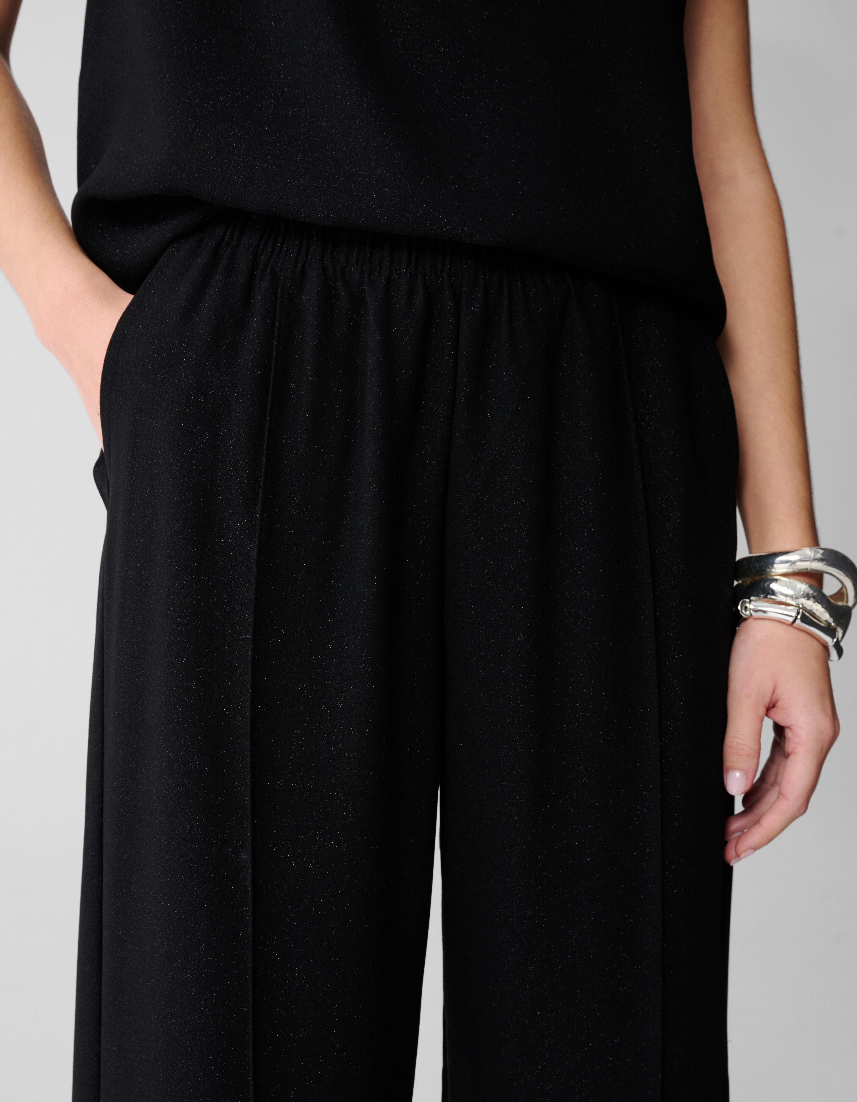 Glitter Wide Leg Broek Zwart SHOEBY WOMEN