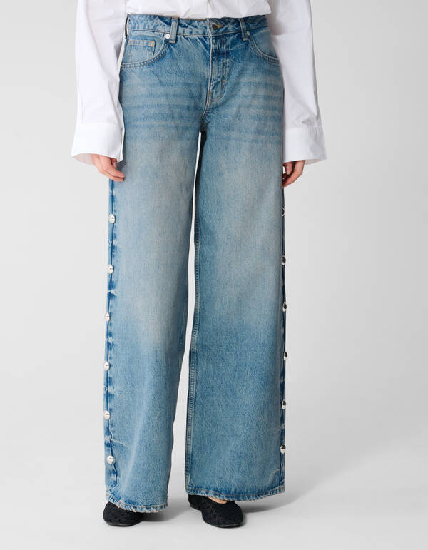 Big Stud Wide Leg Fit Jeans Mediumstone SHOEBY WOMEN