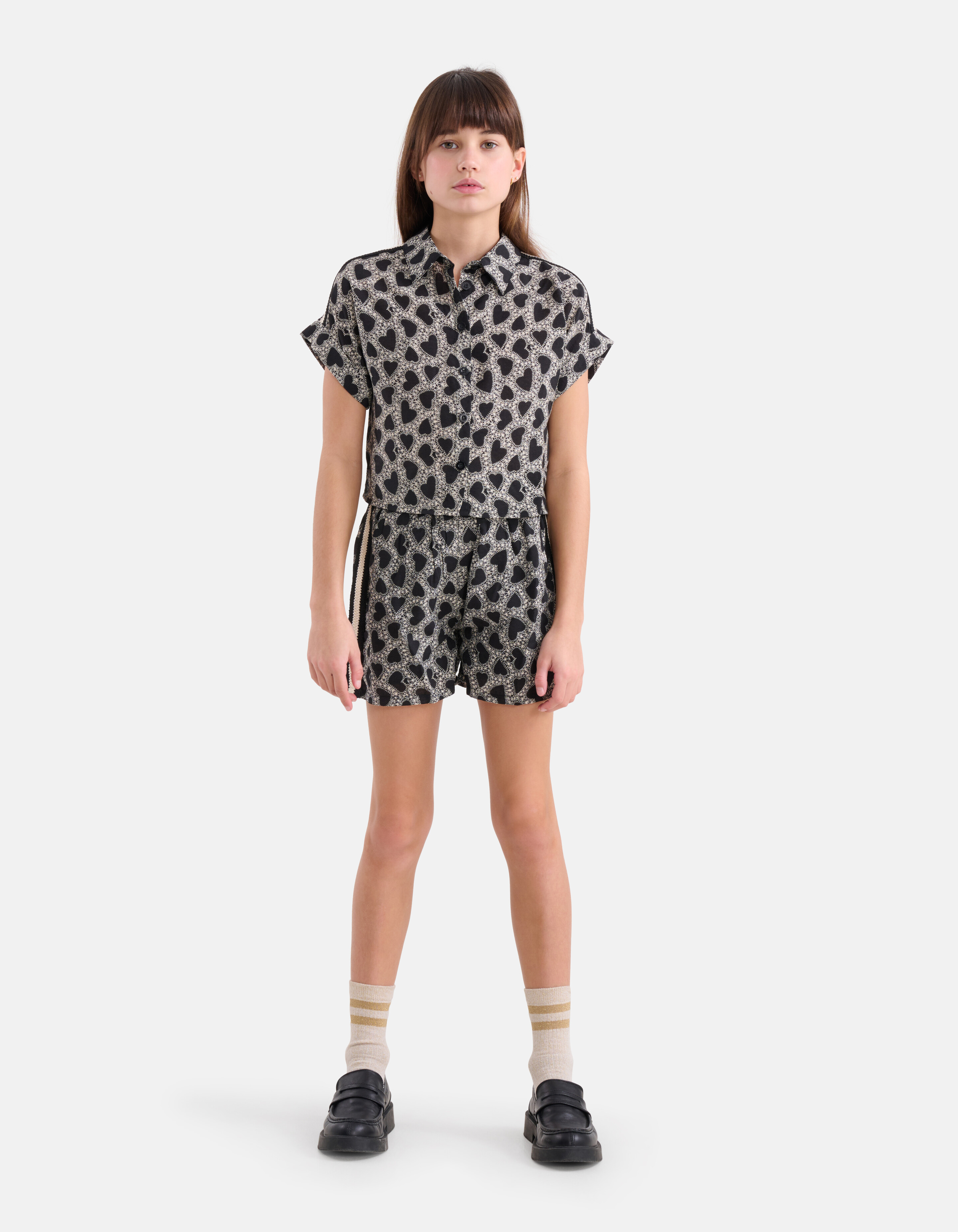 Embroidery Heart Blouse Zwart SHOEBY GIRLS