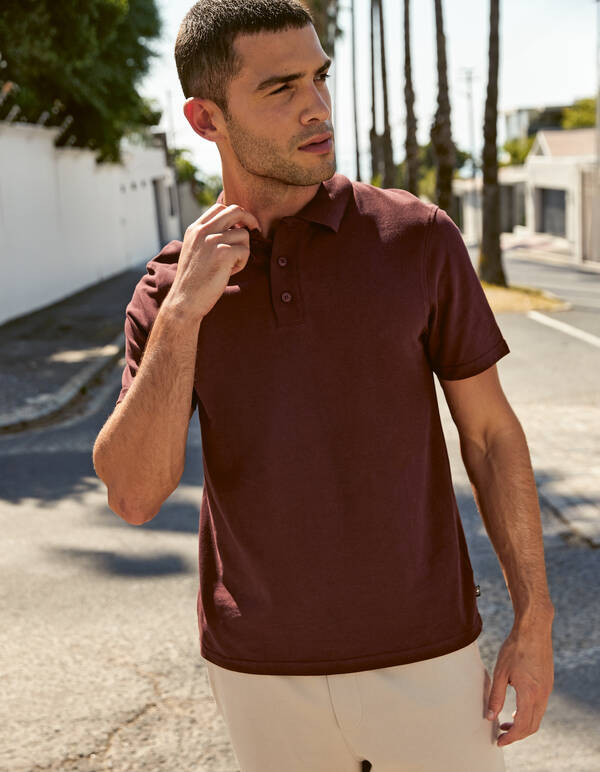 Gebreide Polo Donkerrood SHOEBY MEN