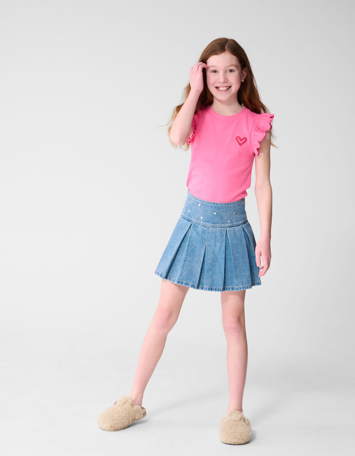Ruffle Heart Top Roze SHOEBY GIRLS