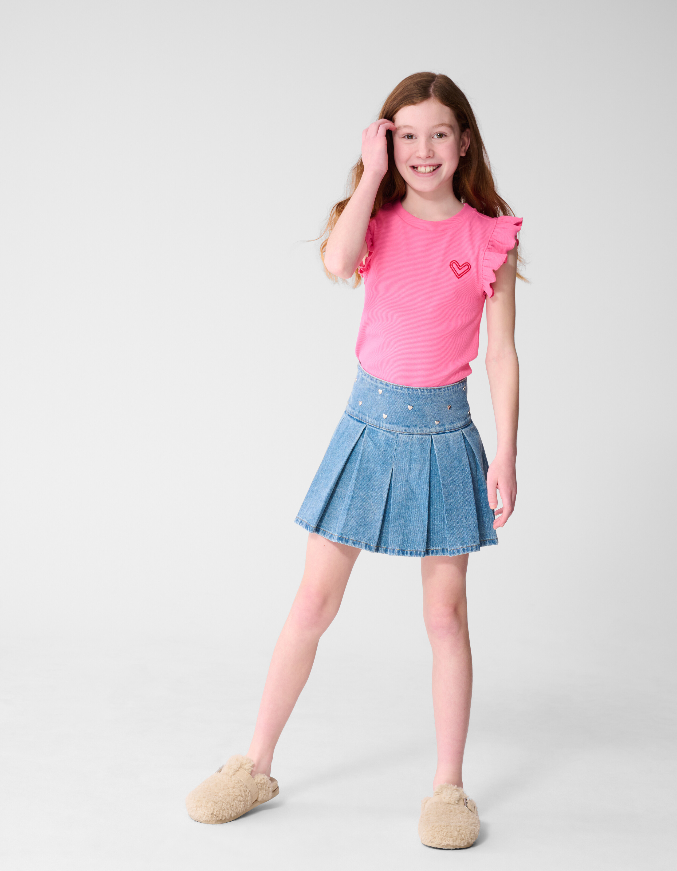 Ruffle Heart Top Roze SHOEBY GIRLS