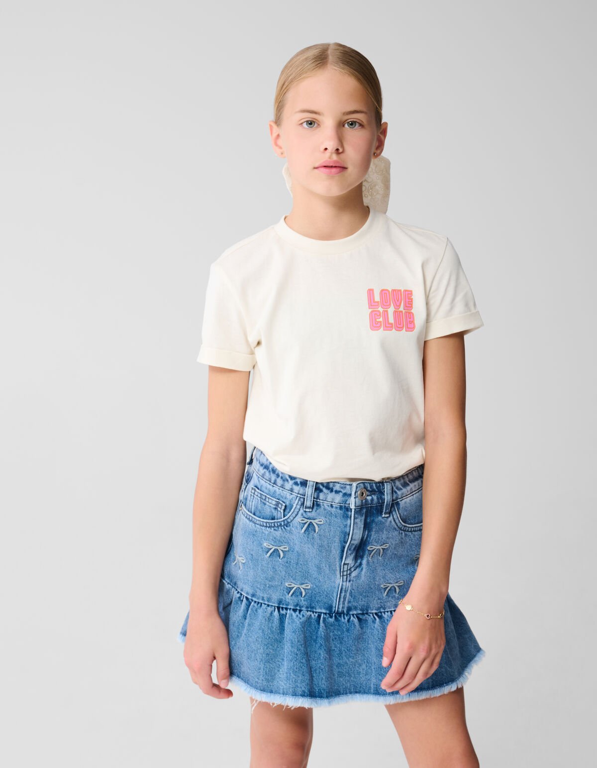 Love Club Artwork T-shirt Gebroken Wit SHOEBY GIRLS