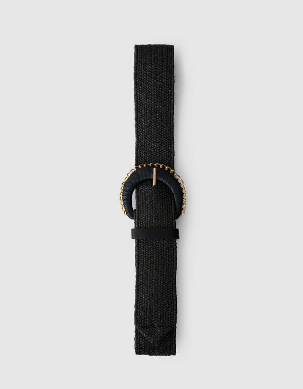 Chained Raffia Riem Zwart SHOEBY ACCESSOIRES