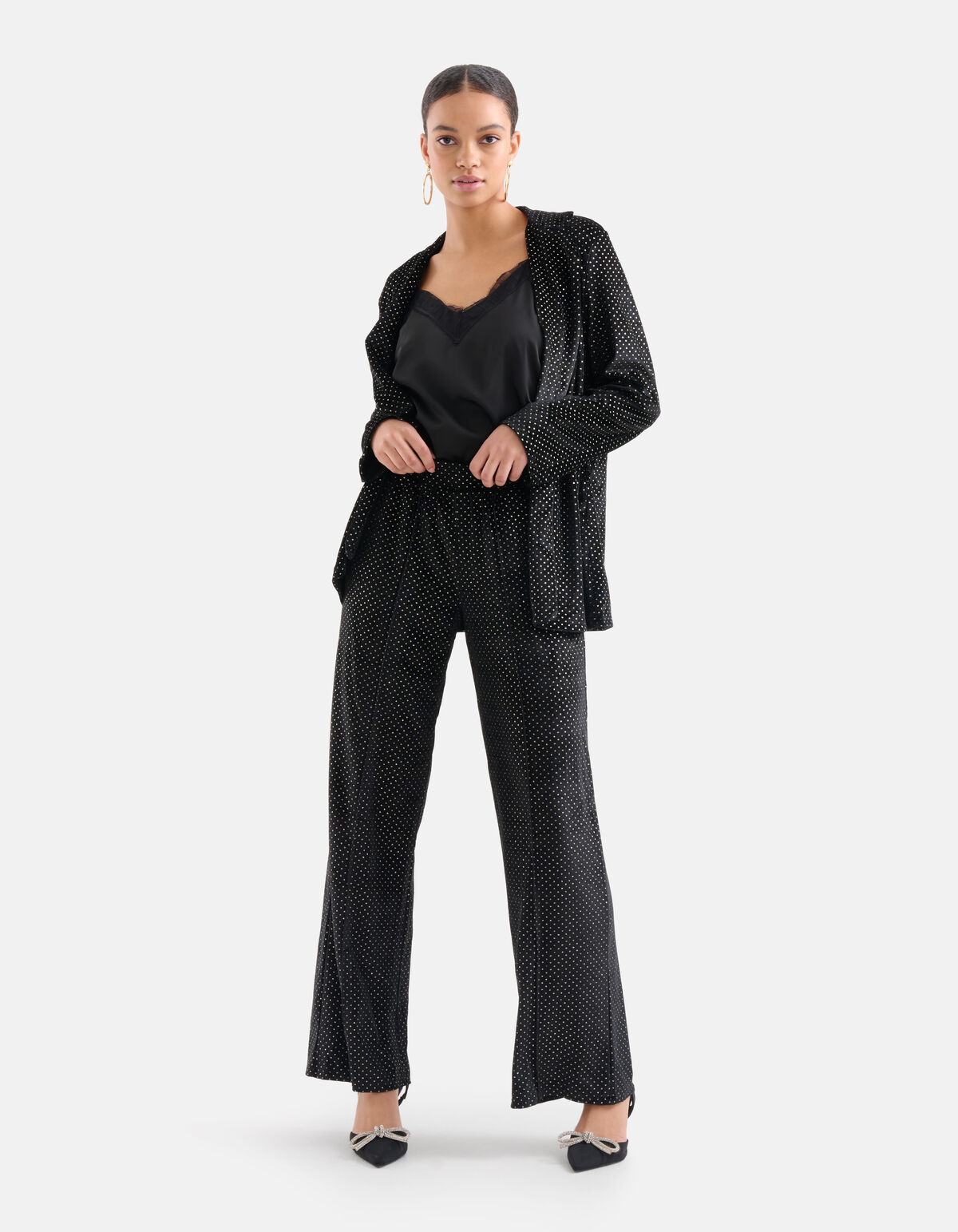 Glitter Wide Leg Broek Zwart EKSEPT