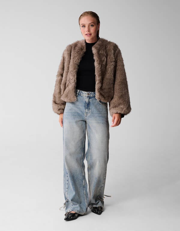 Hairy Fake Fur Jas Bruin SHOEBY WOMEN