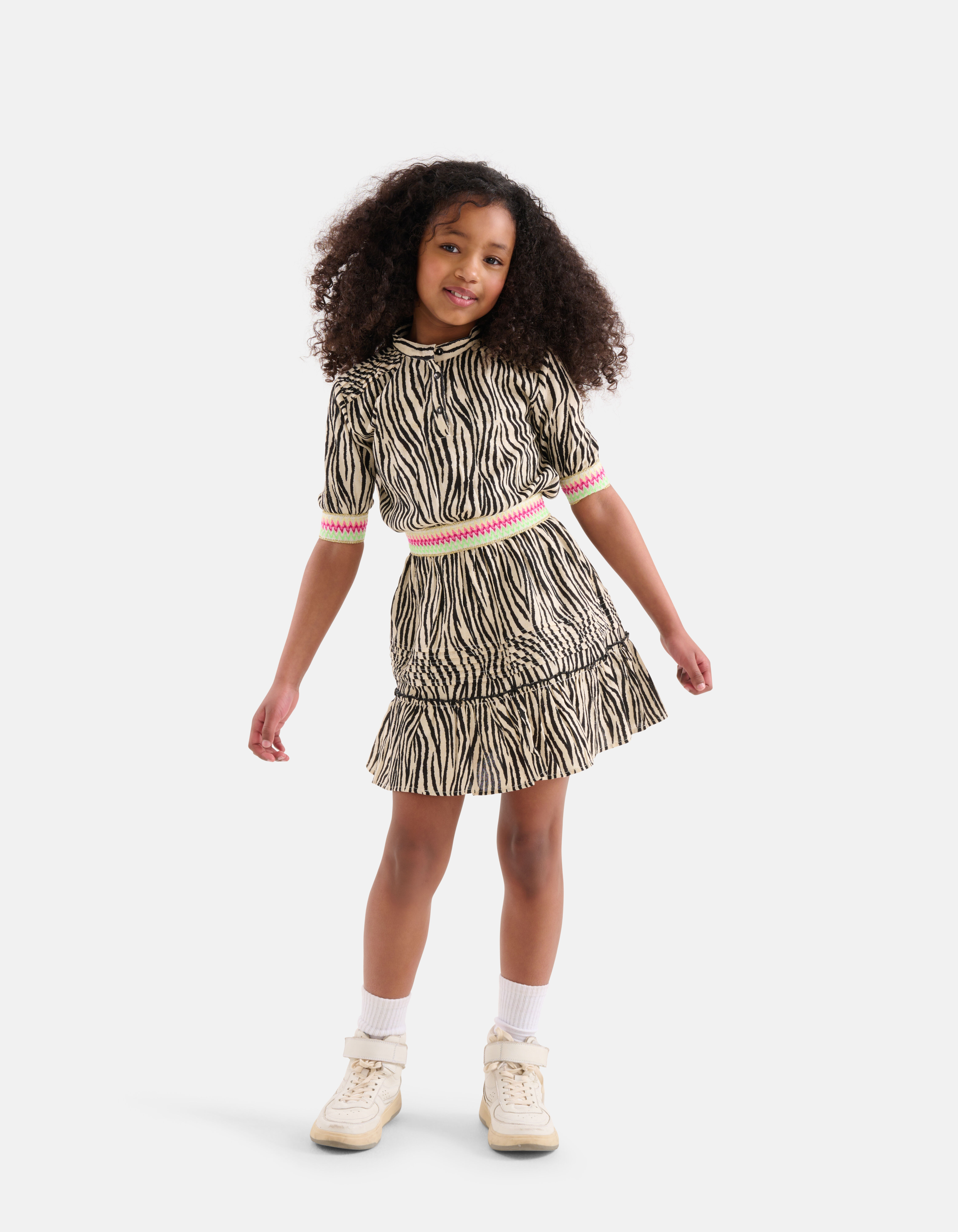 Zebra Print Jurk Zwart Gebroken Wit Shoeby