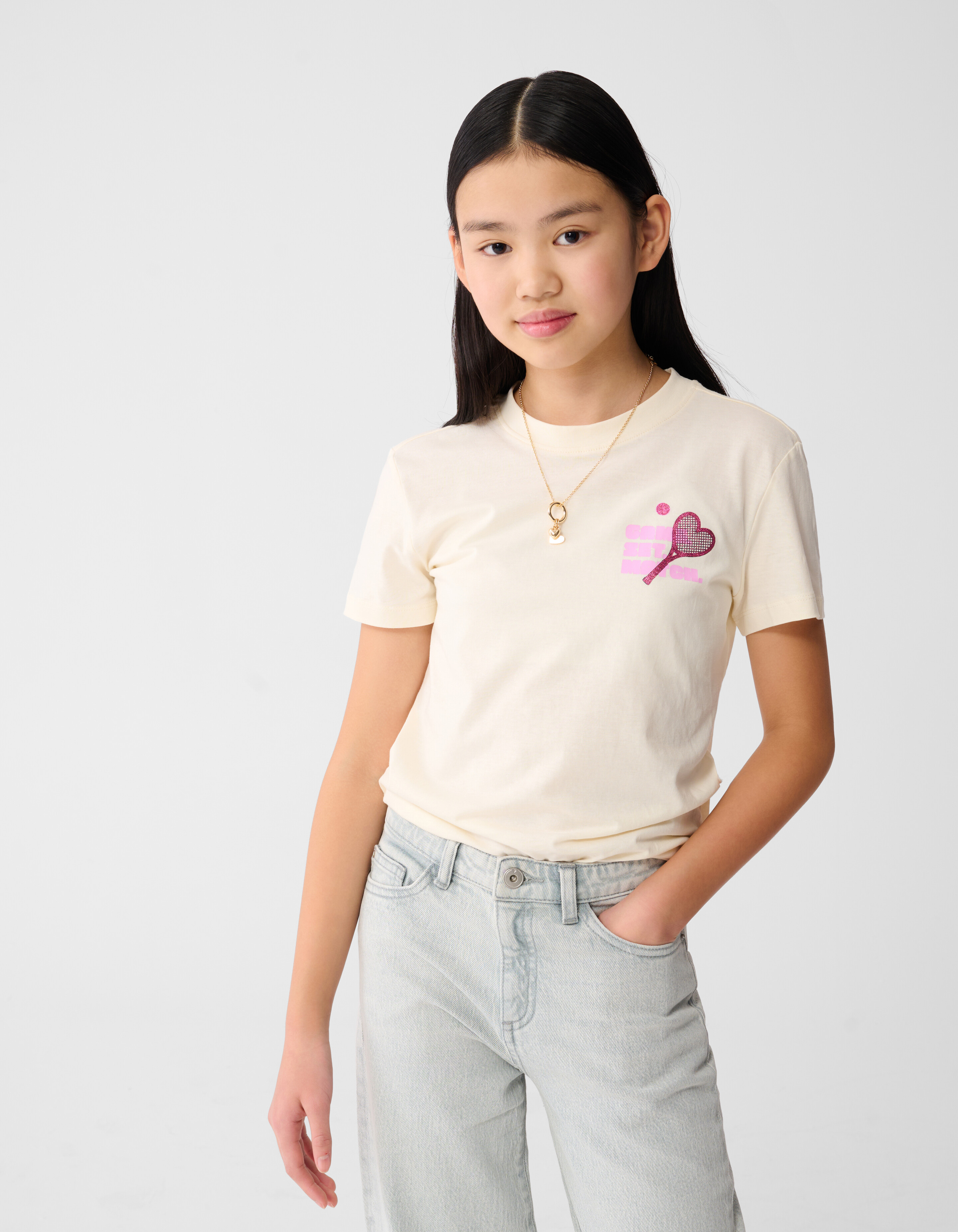 Heart Racket Artwork T-shirt Gebroken Wit SHOEBY GIRLS