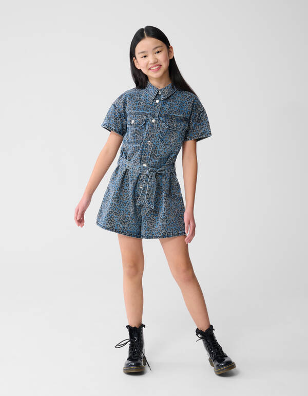 Denim Leopard Jumspuit Blauw SHOEBY GIRLS