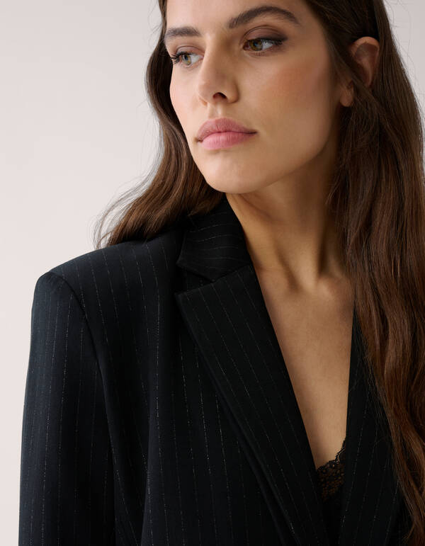 Lurex Pinstripe Blazer Zwart By Mieke SHOEBY WOMEN