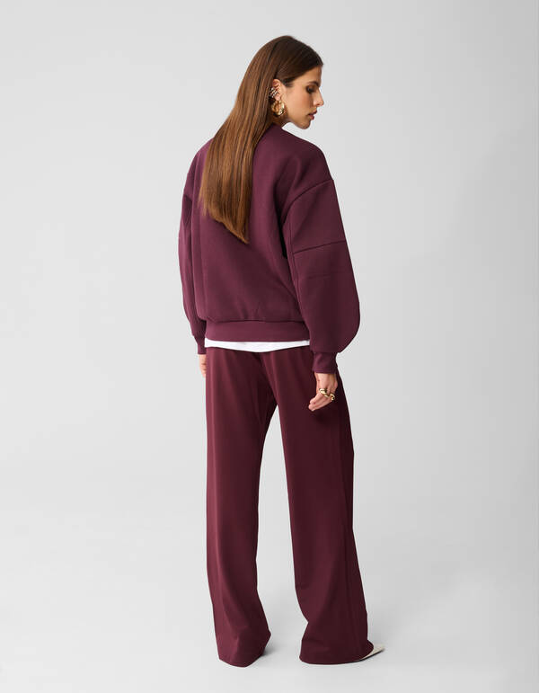 Basis Wide Leg Broek Donkerrood SHOEBY WOMEN