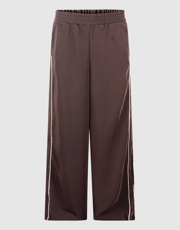 Sporty Piping Wide Leg Fit Broek Donkerbruin SHOEBY WOMEN