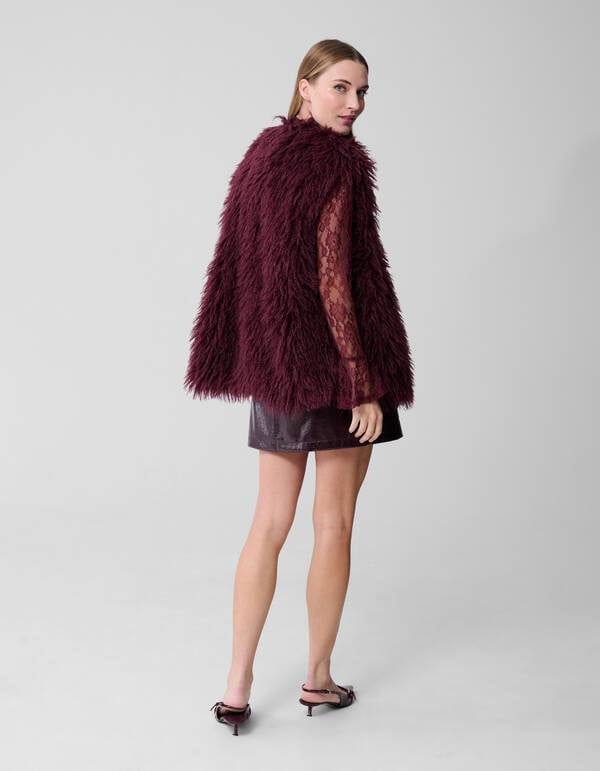 Oversized Teddy Gilet Donkerrood SHOEBY WOMEN