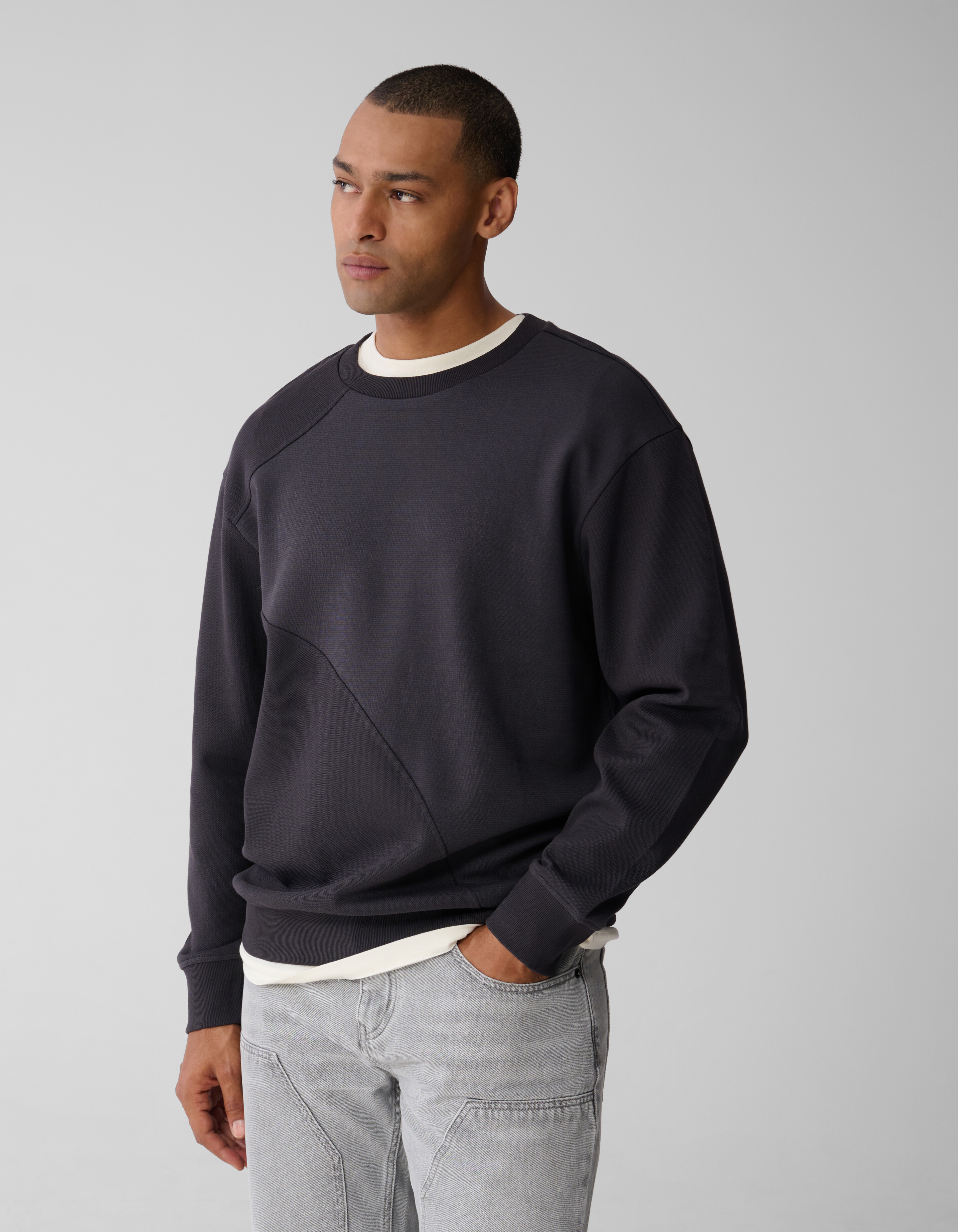 Big Sparkle Sweater Donkergrijs SHOEBY MEN