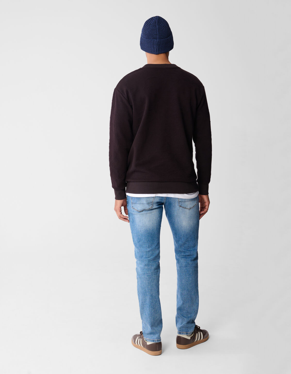 Structuur Sweater Donkerbruin SHOEBY MEN