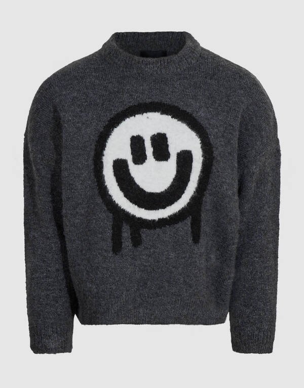 Smiley Gebreide Trui Donkergrijs SHOEBY BOYS