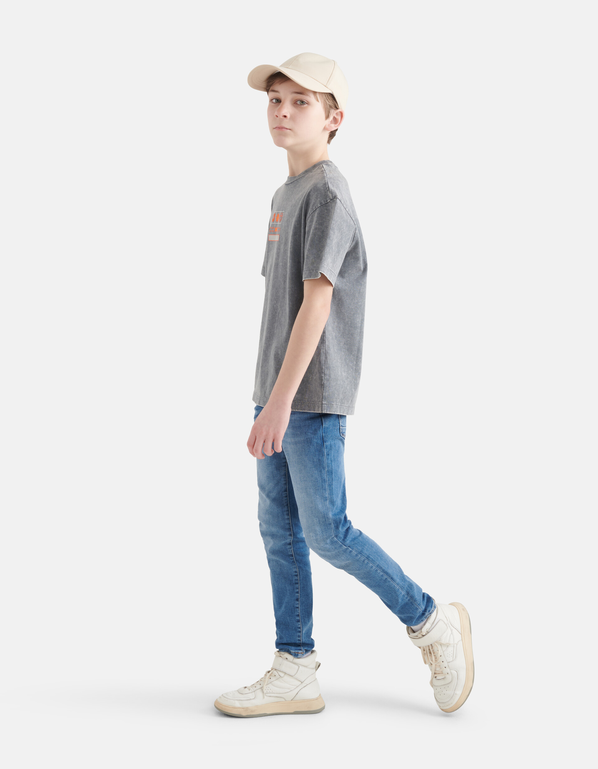 Washed T-shirt Lichtgrijs SHOEBY BOYS