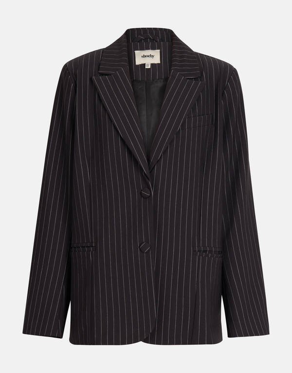 Pinstripe Blazer Donkergrijs SHOEBY GIRLS
