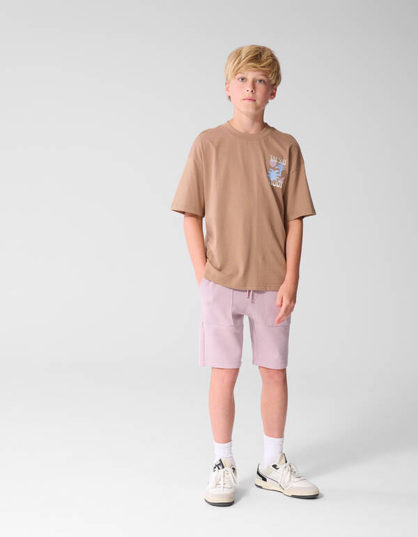 Oversized Sun Artwork T-shirt Lichtbruin SHOEBY BOYS