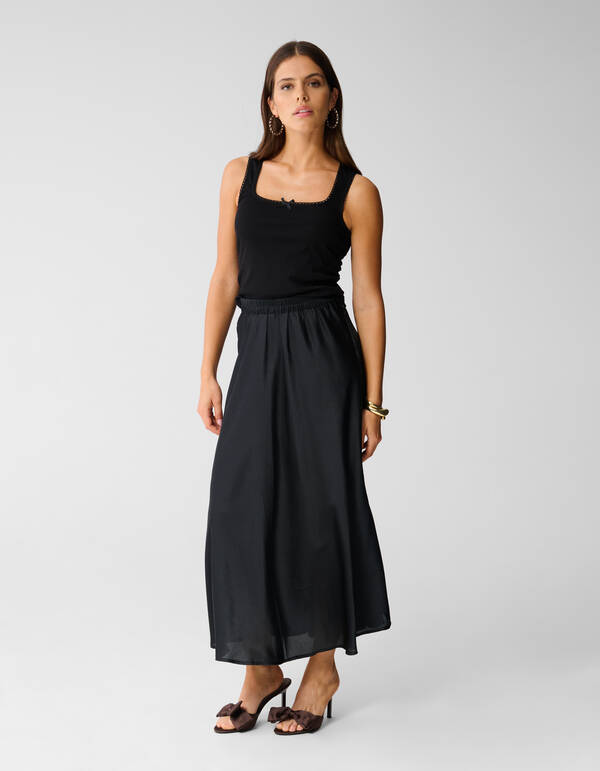 Satijnen Maxi Rok Zwart SHOEBY WOMEN