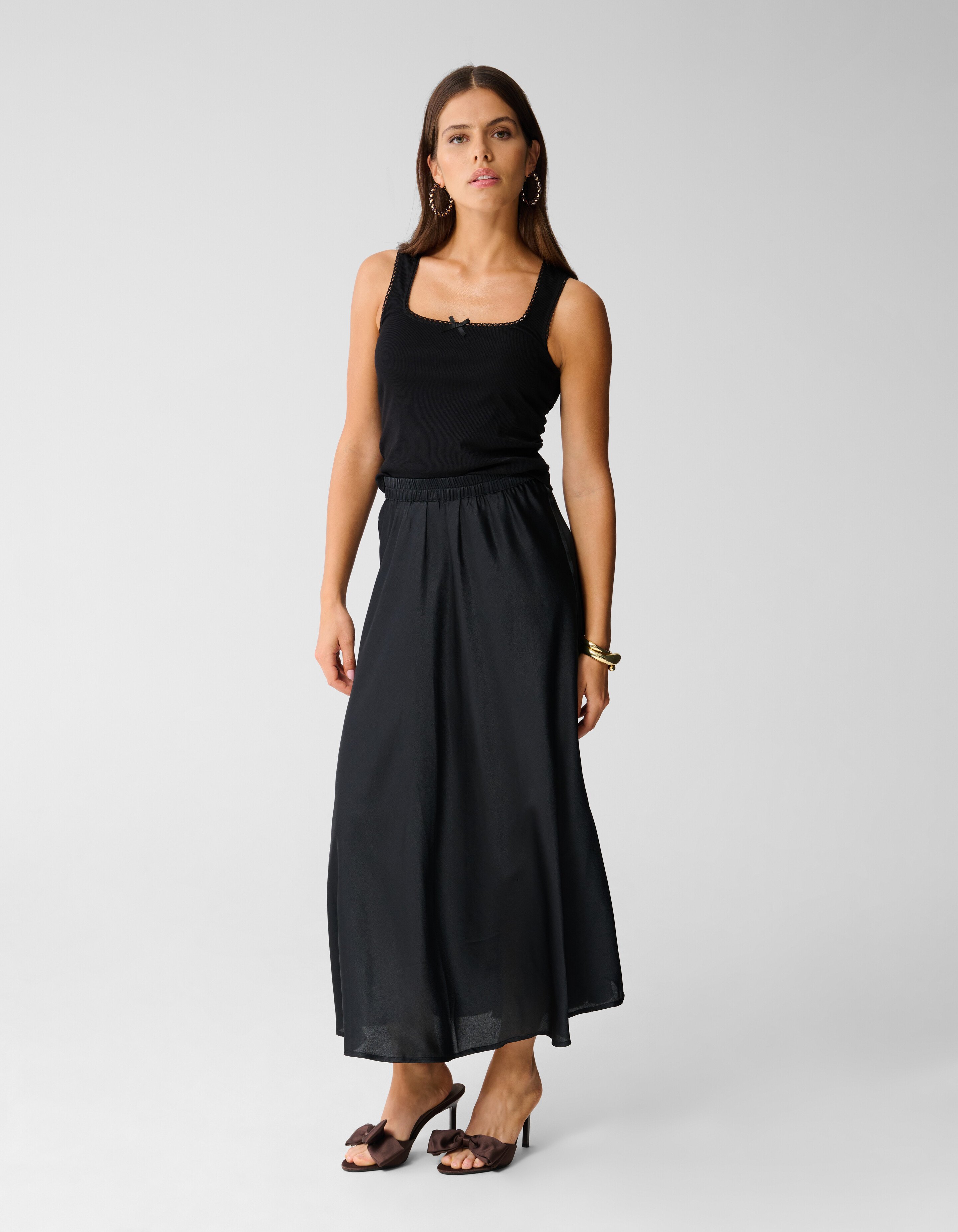 Satijnen Maxi Rok Zwart SHOEBY WOMEN