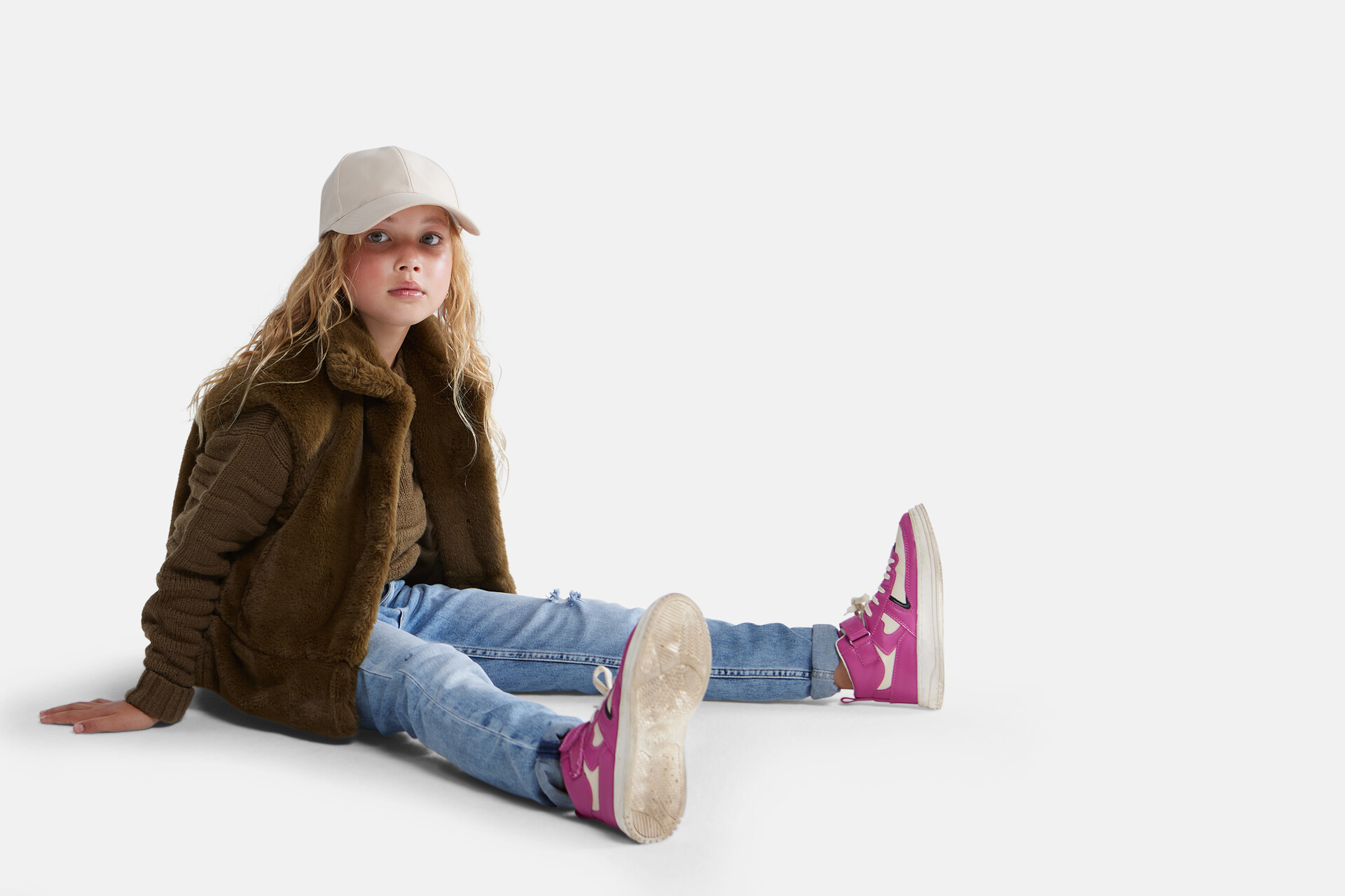 Faux Fur Gilet Donkergroen SHOEBY GIRLS