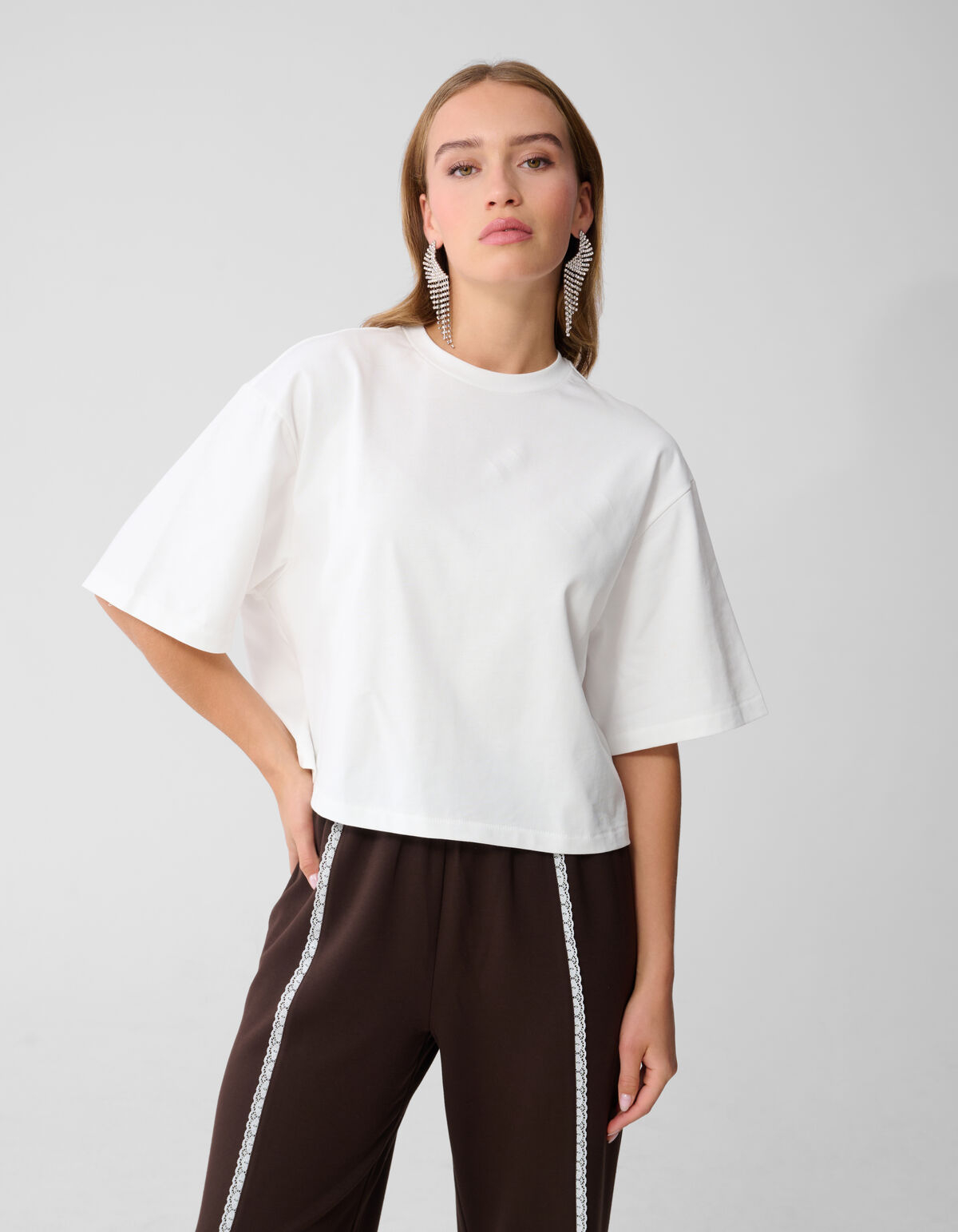 Cropped Boxy Fit T-shirt Wit SHOEBY WOMEN