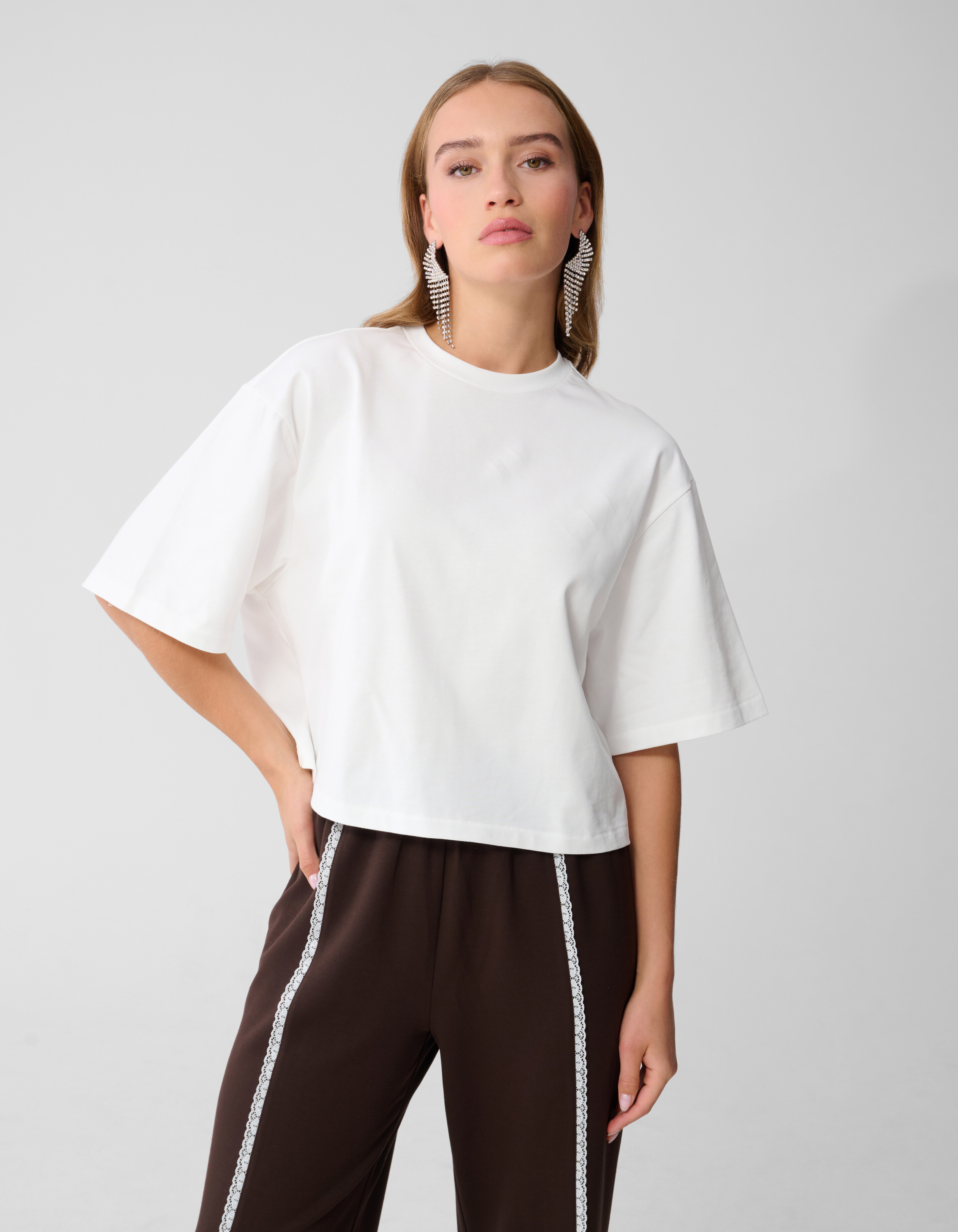 Cropped Boxy Fit T-shirt Wit SHOEBY WOMEN