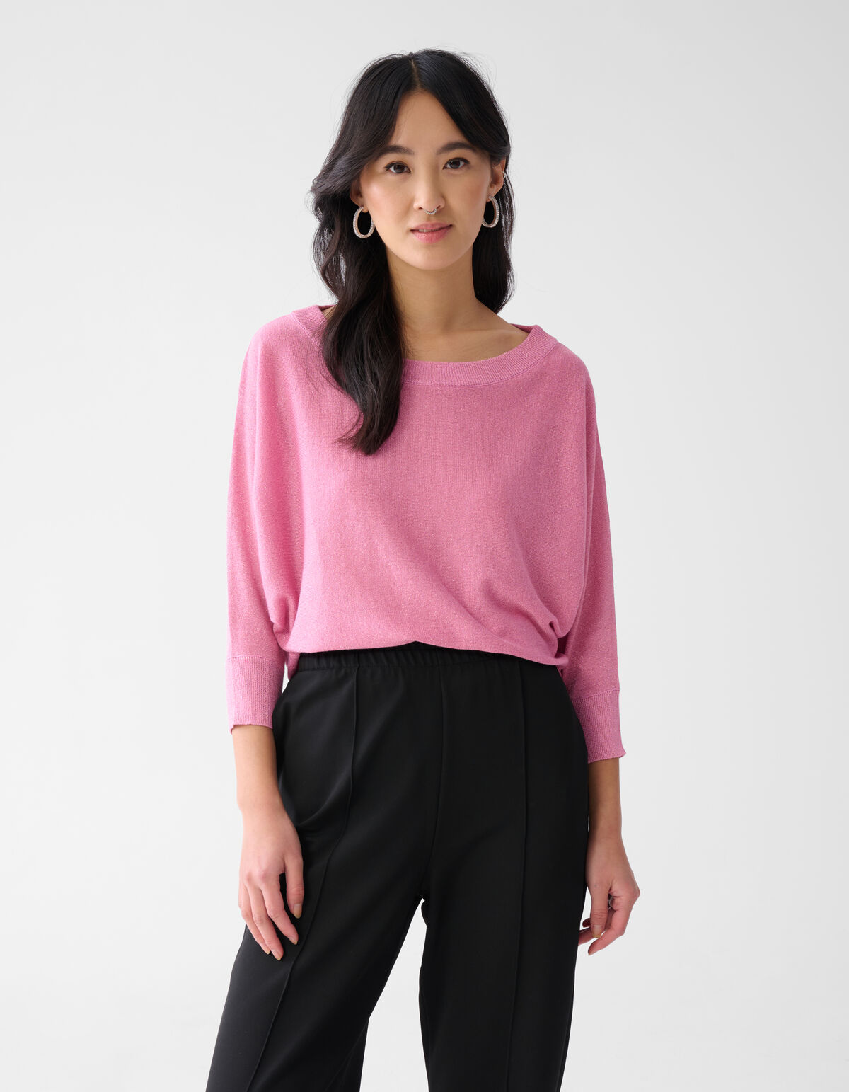 Glitter Vleermuismouwen Trui Roze SHOEBY WOMEN