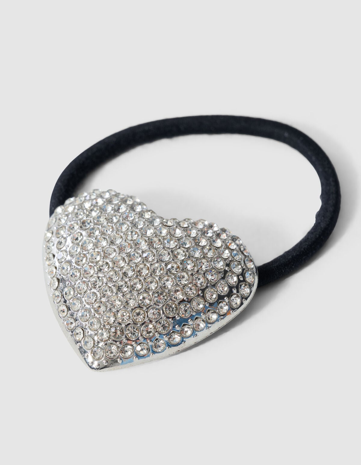 Strass Hart Haarelastiek Zilver/Zwart SHOEBY ACCESSOIRES