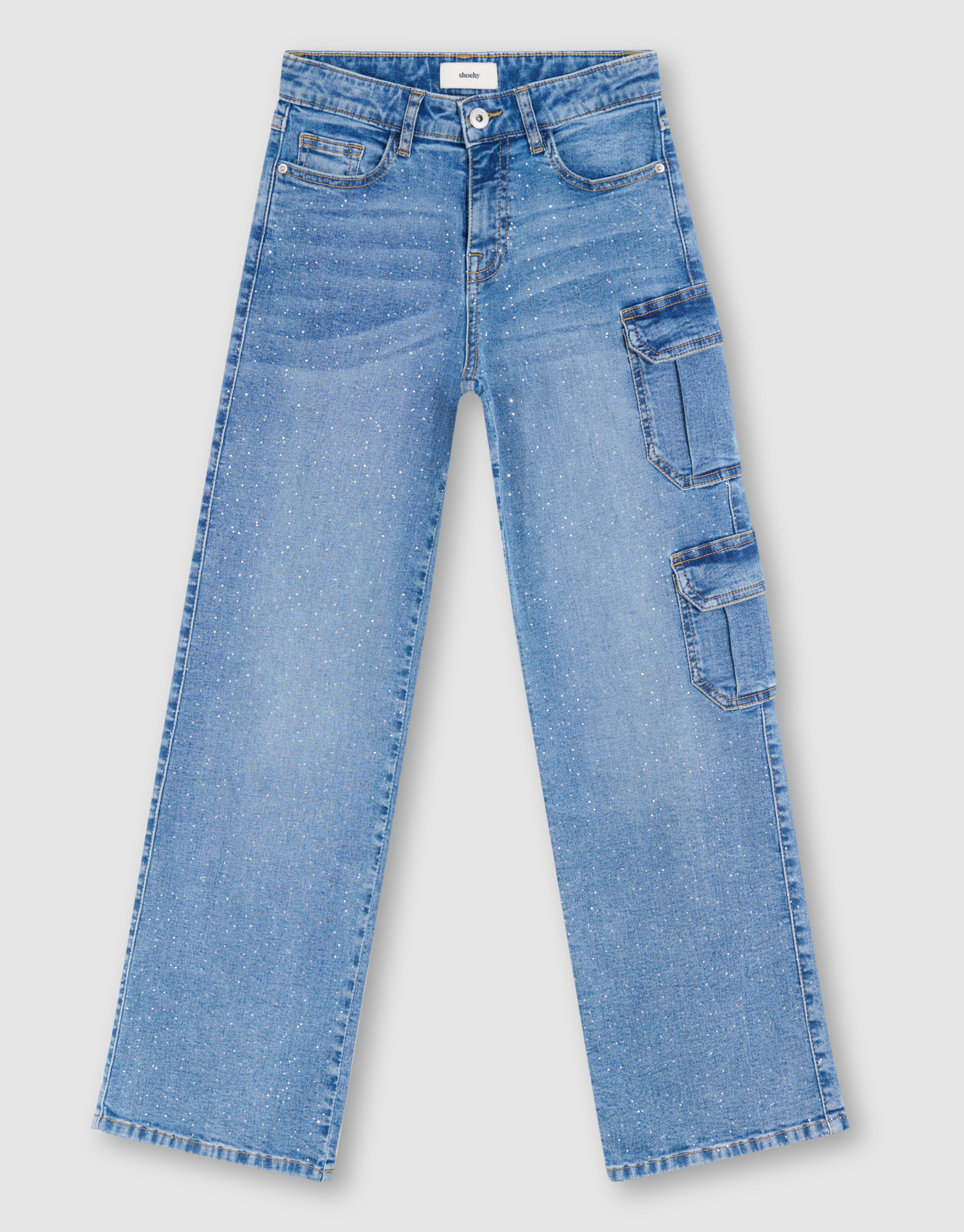 Pocket Strass Straight Fit Jeans Blauw SHOEBY GIRLS