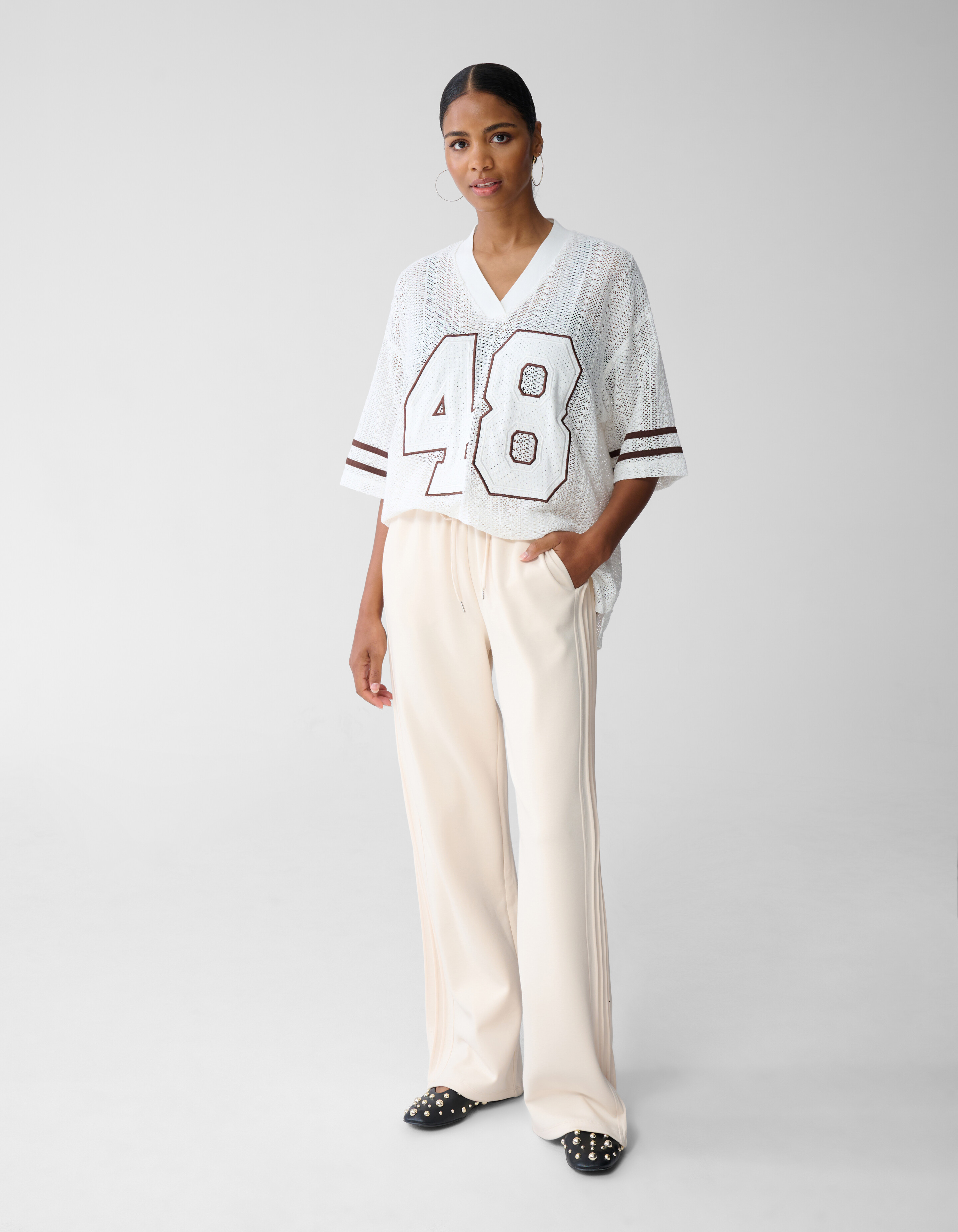 Oversized Baseball T-shirt Gebroken Wit By Fred SHOEBY WOMEN