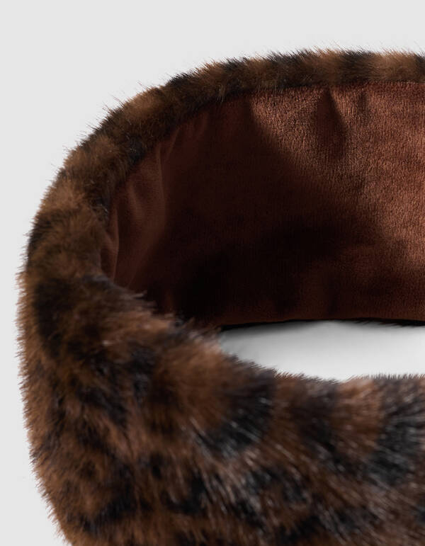Leopard Faux Fur Haarband Bruin SHOEBY ACCESSOIRES