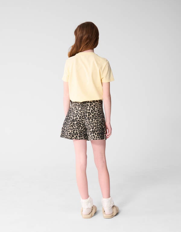 Denim Leopard Skort Bruin SHOEBY GIRLS