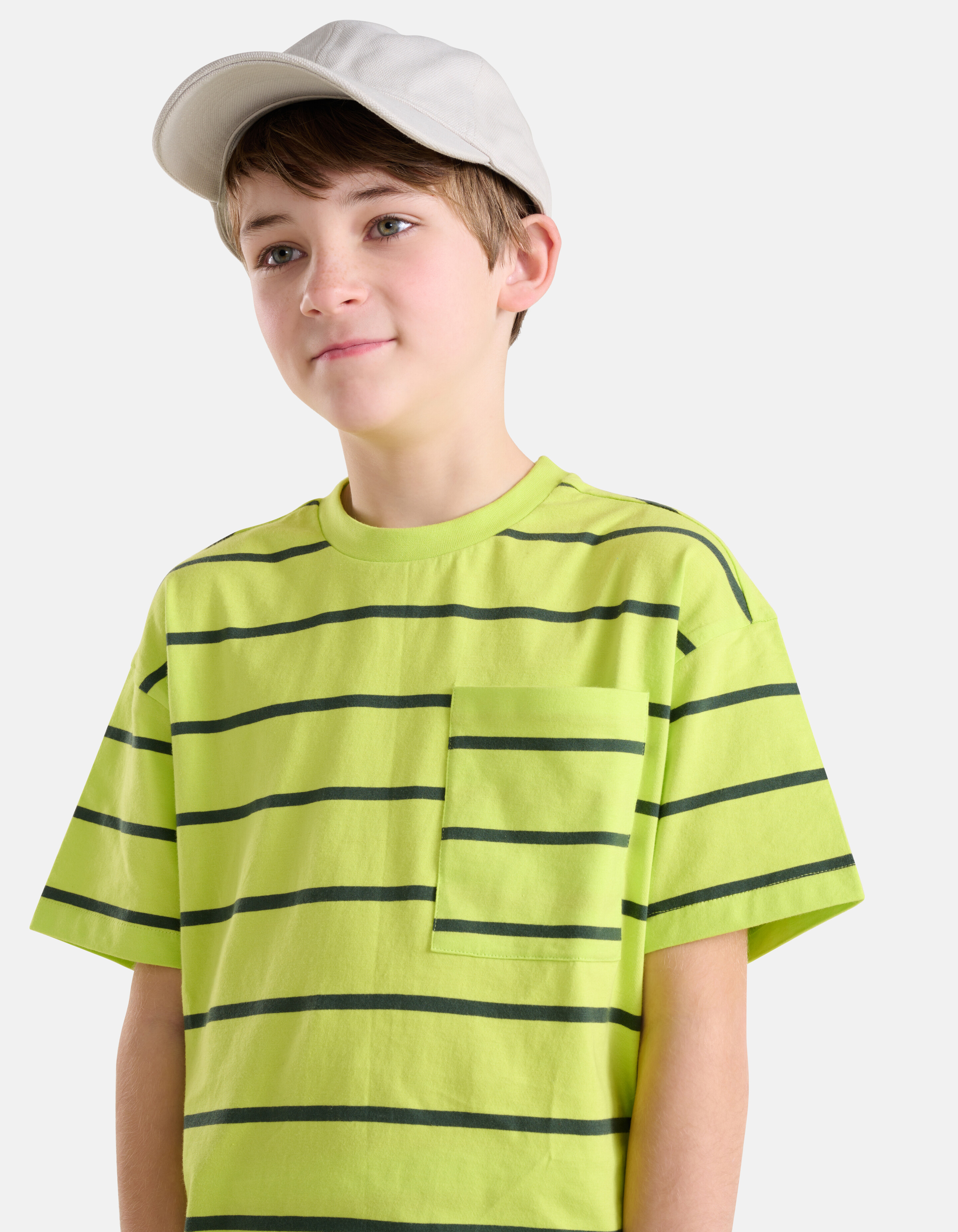 Gestreept T-shirt Limoengroen SHOEBY BOYS