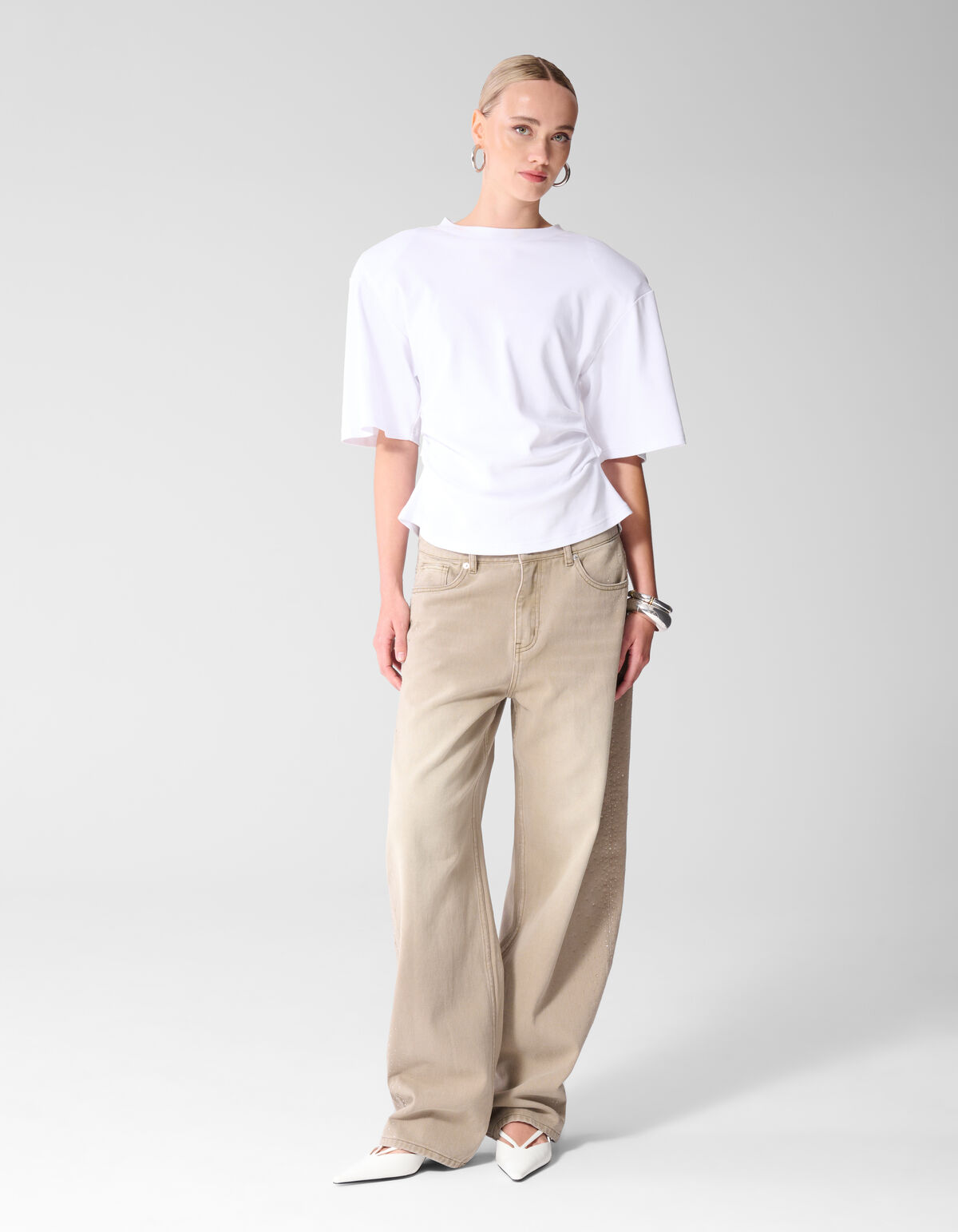 Baggy Fit Strass Jeans Lichtbruin SHOEBY WOMEN