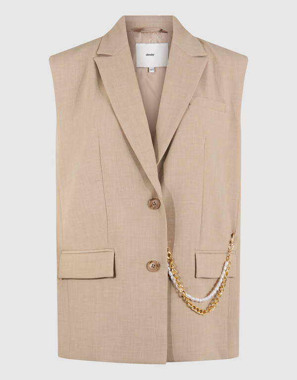 Chain Sleeveless Blazer Zand SHOEBY WOMEN