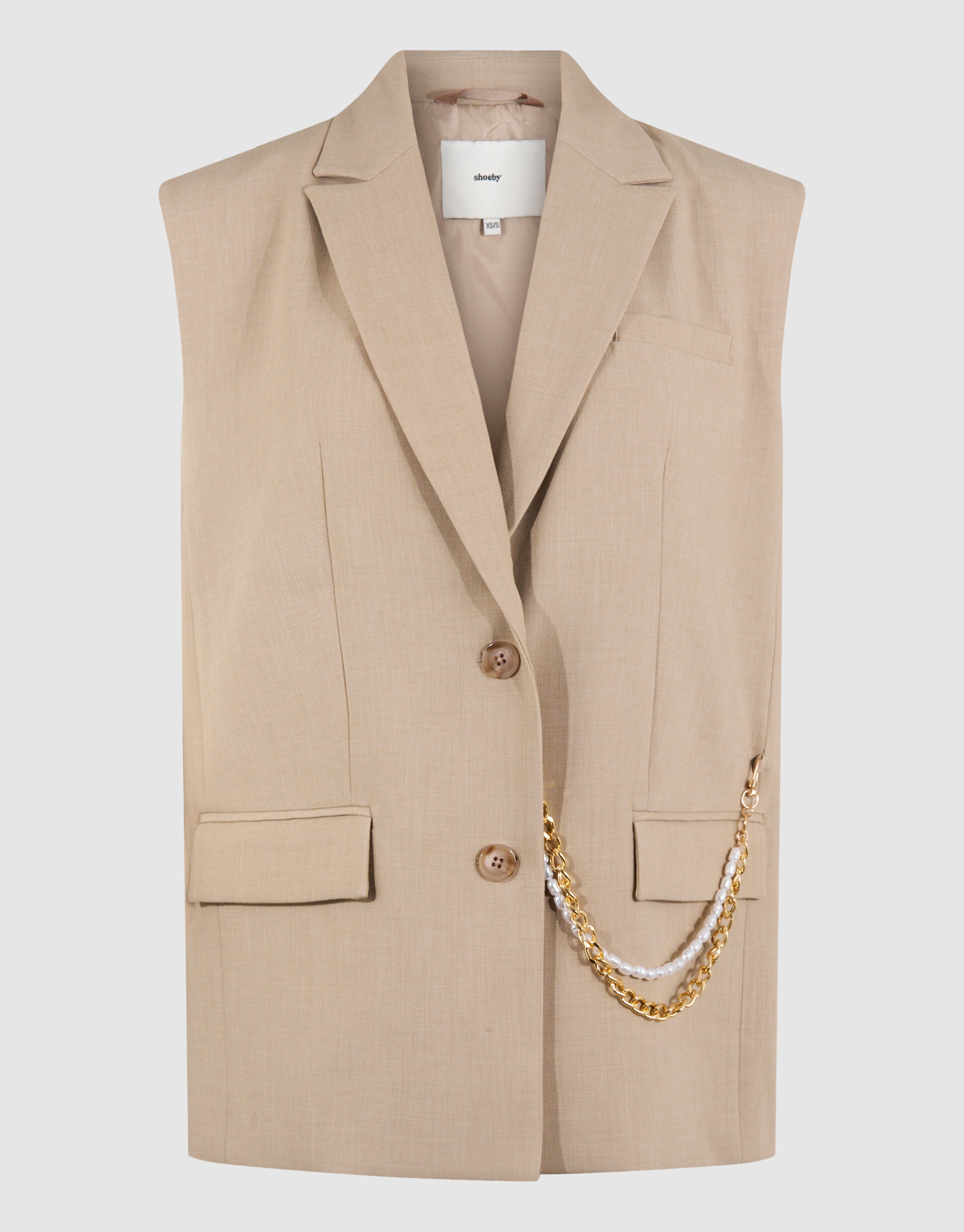 Chain Sleeveless Blazer Zand SHOEBY WOMEN