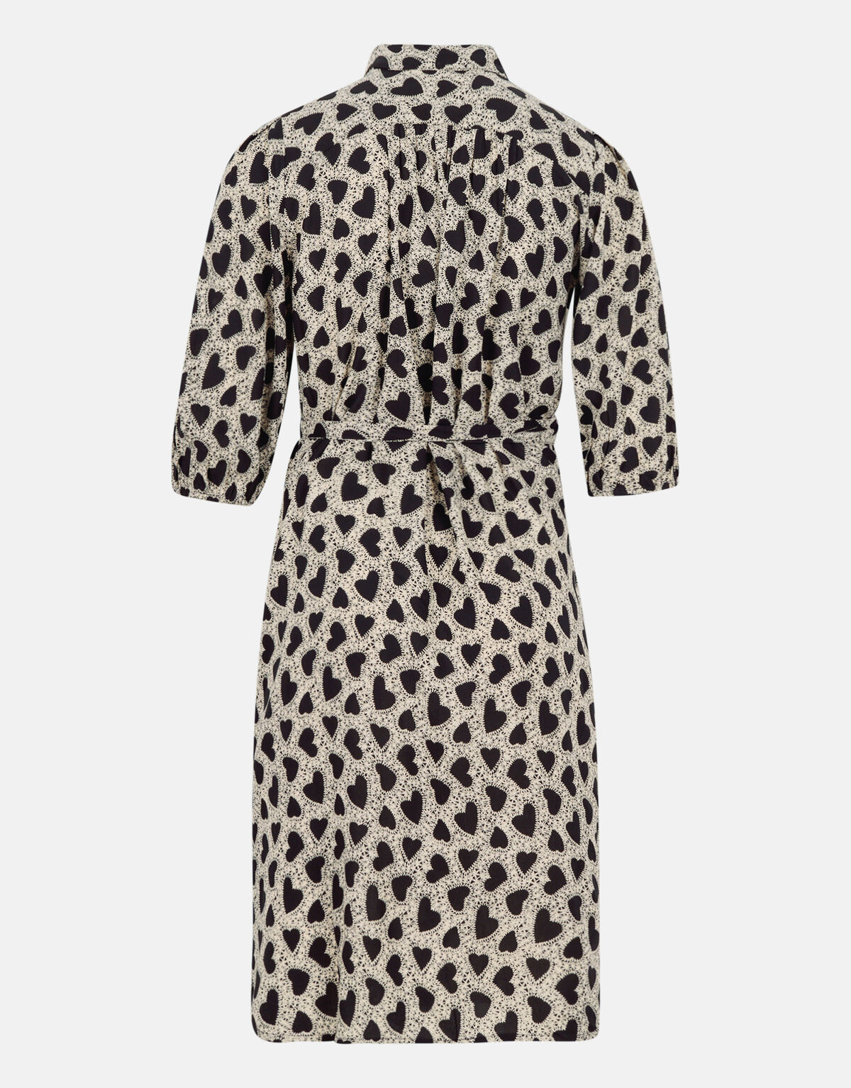 Printed Heart Jurk Zwart/Gebroken Wit Shoeby