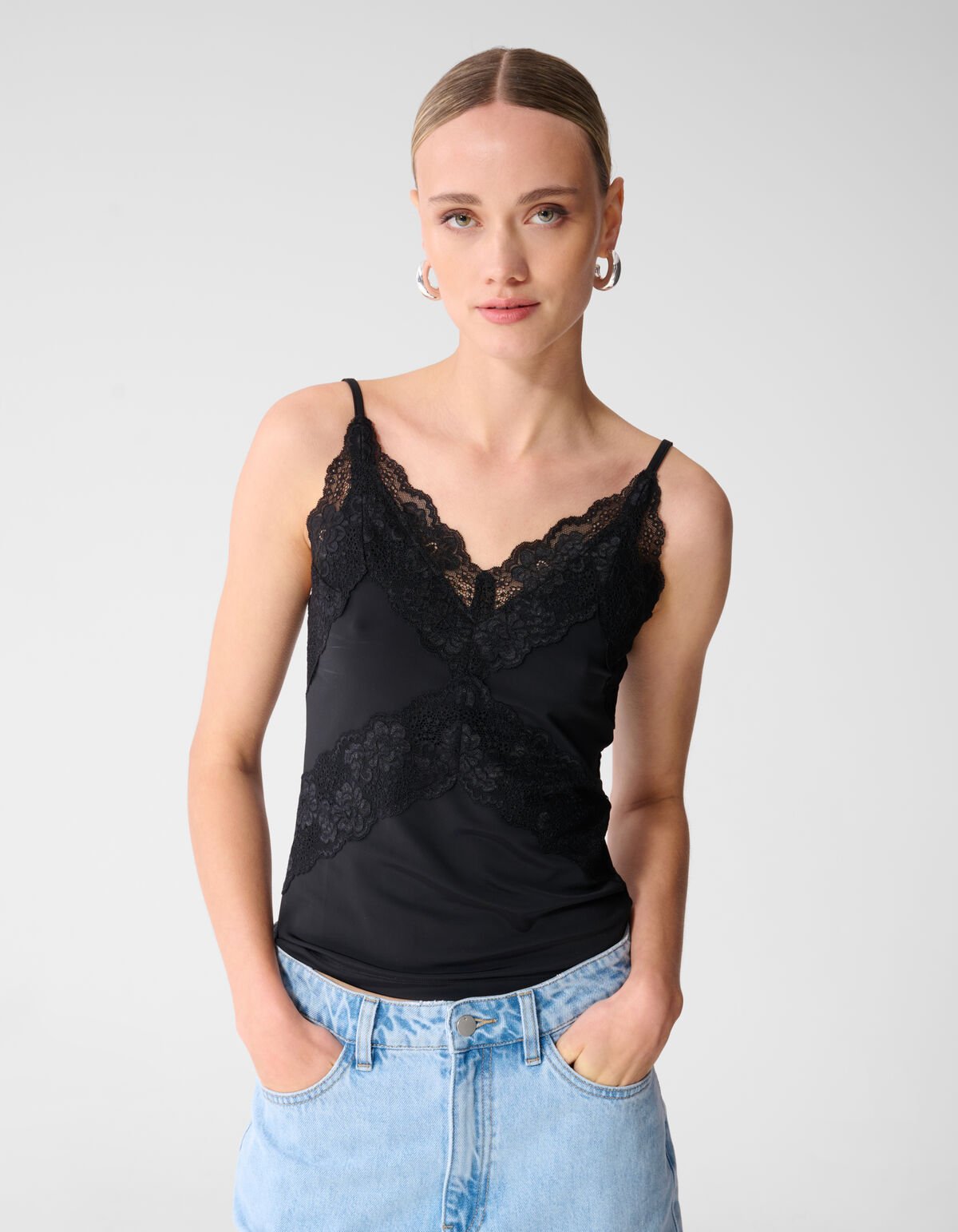 Kanten Singlet Top Zwart SHOEBY WOMEN