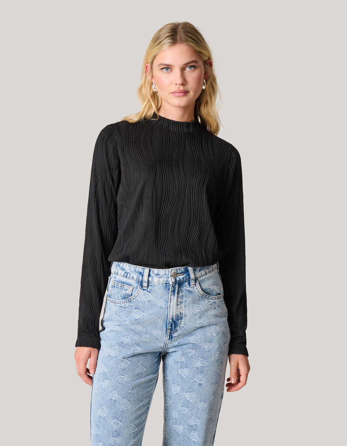 Swirl Crinkle Top Zwart SHOEBY WOMEN
