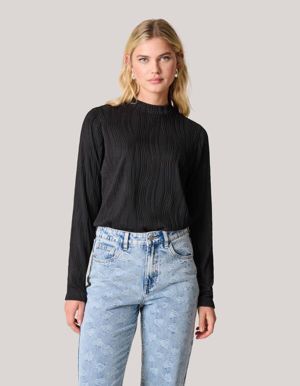 Swirl Crinkle Top Zwart SHOEBY WOMEN