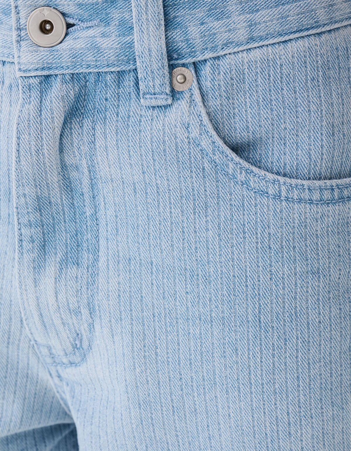 Striped Carpenter Denim Short Lichtblauw SHOEBY BOYS