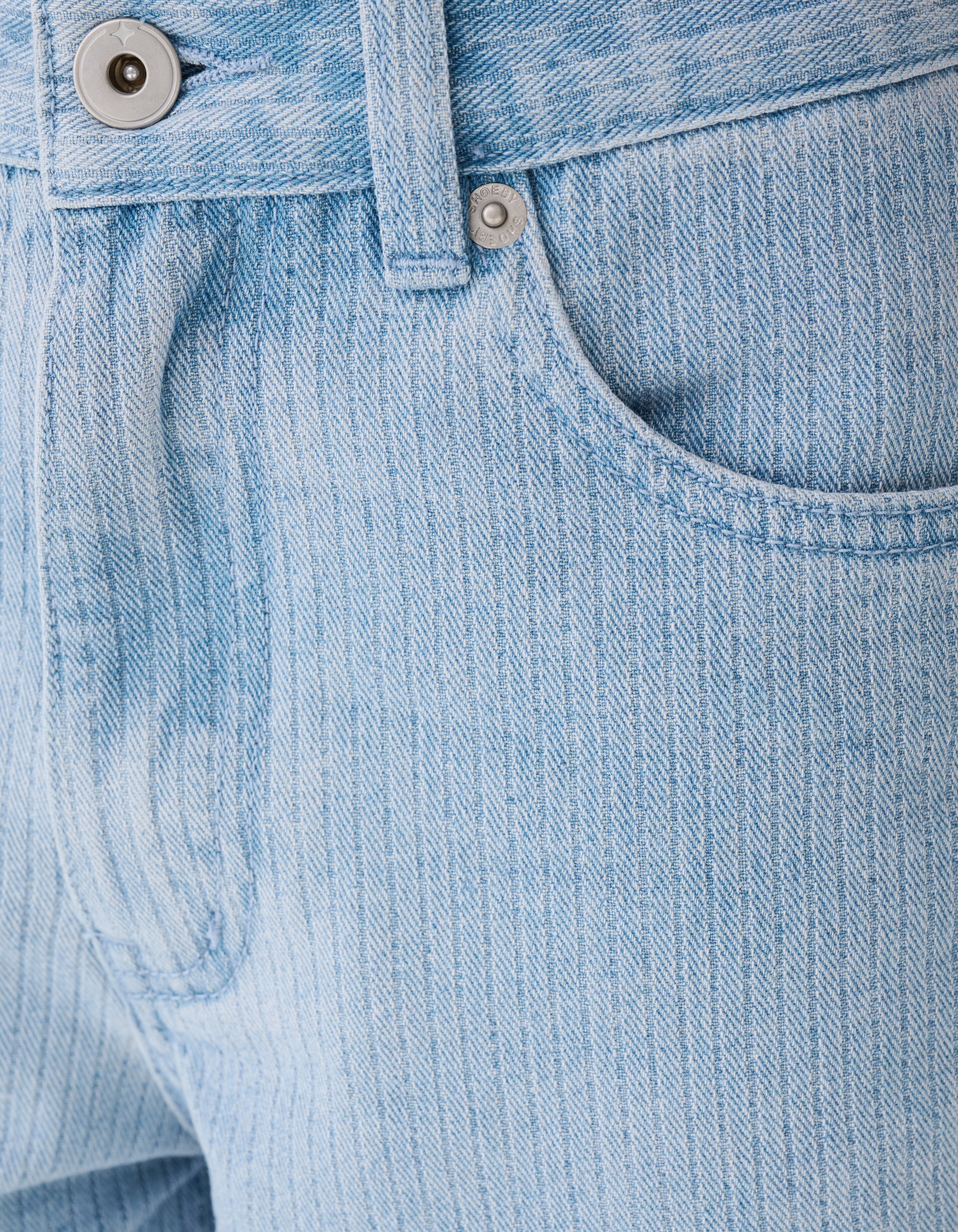 Striped Carpenter Denim Short Lichtblauw SHOEBY BOYS