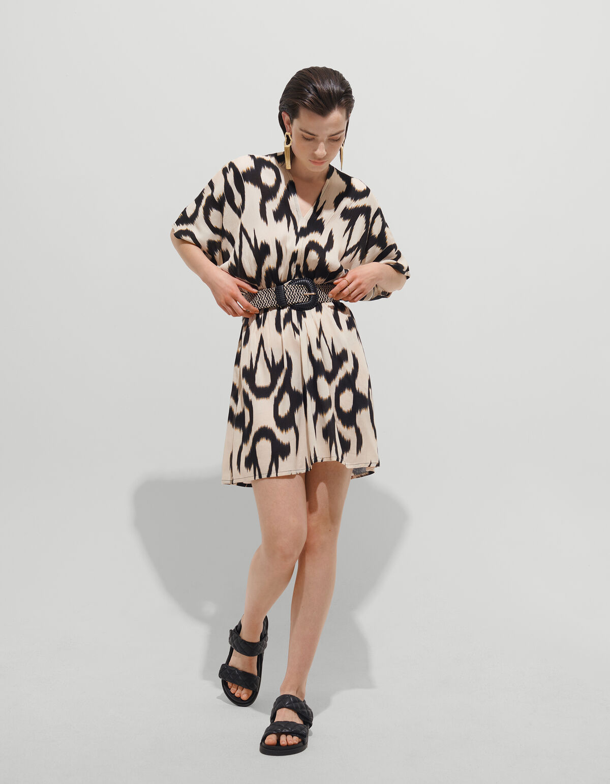 Crinkle Jurk Zwart/Gebroken Wit SHOEBY WOMEN