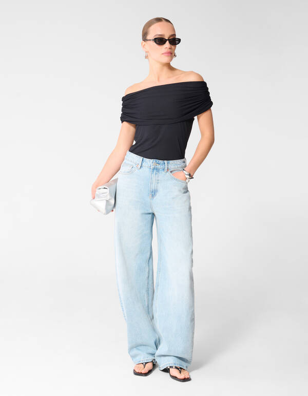 Off Shoulder Top Zwart SHOEBY WOMEN