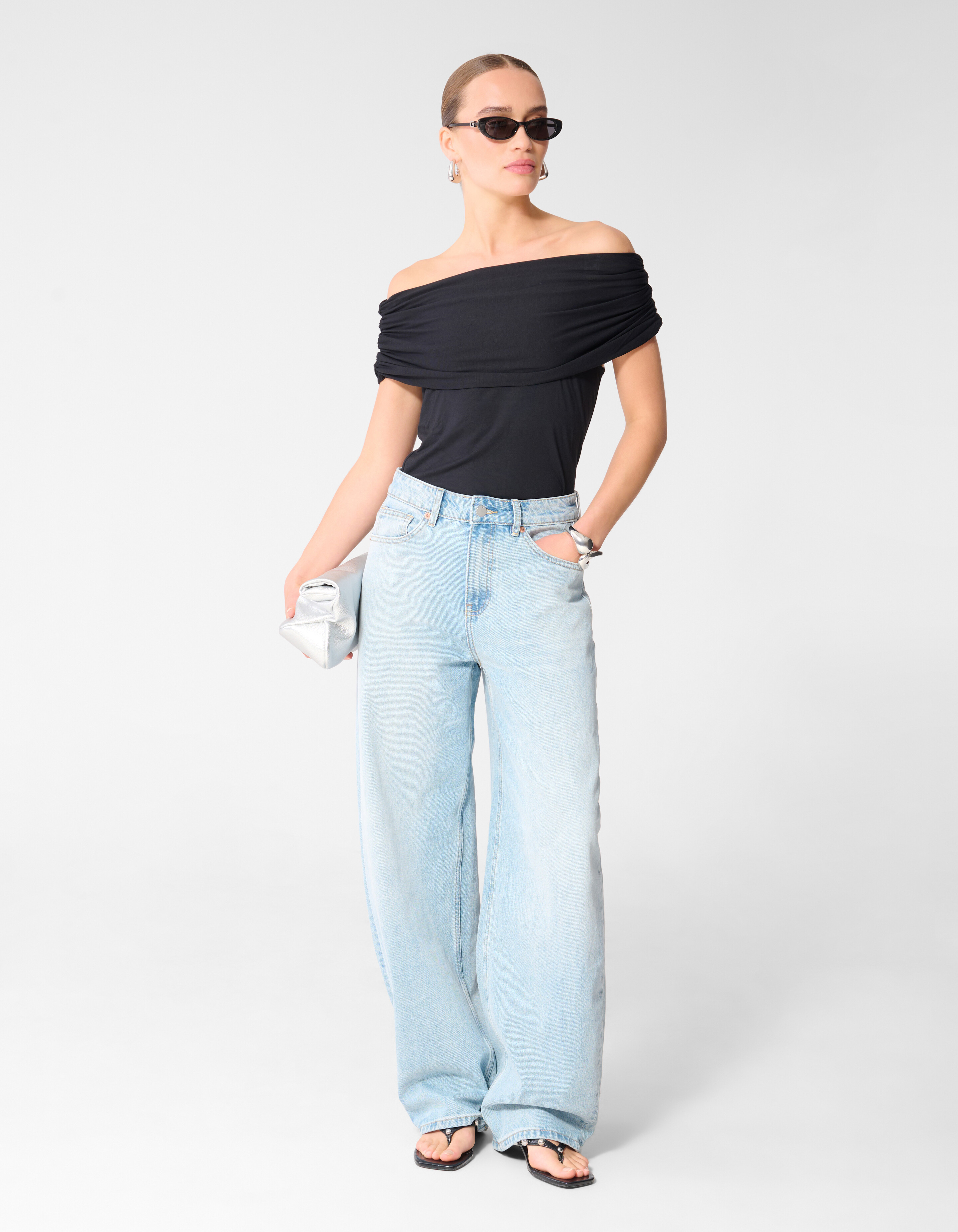 Off Shoulder Top Zwart SHOEBY WOMEN