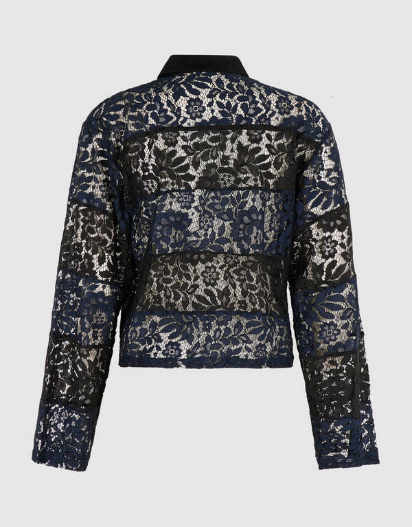 Gestreepte Lace Polo Zwart/Donkerblauw SHOEBY WOMEN
